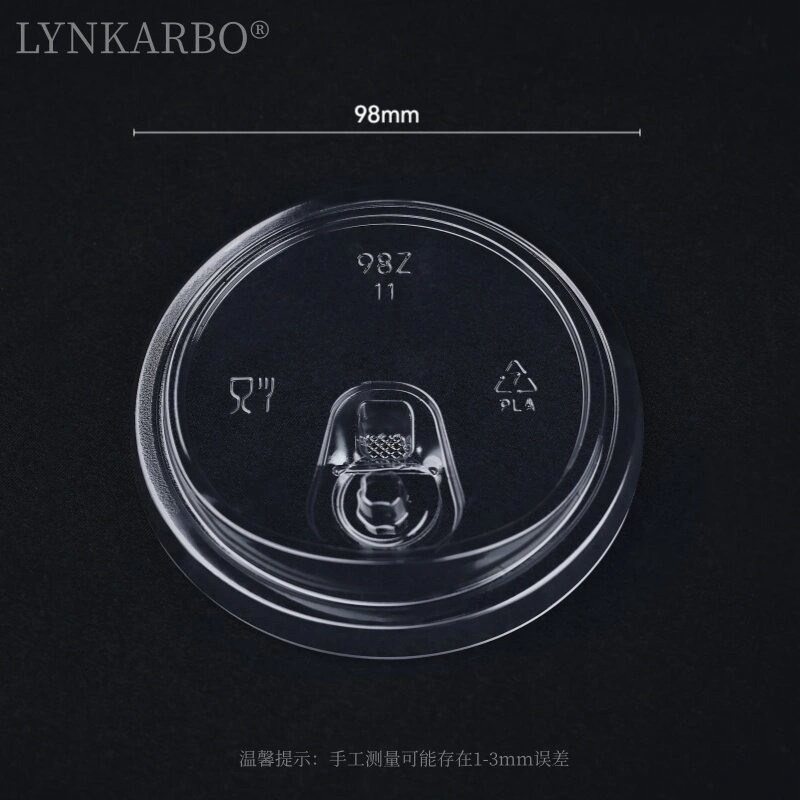 Couvercle sans paille en PLA de 98 mm