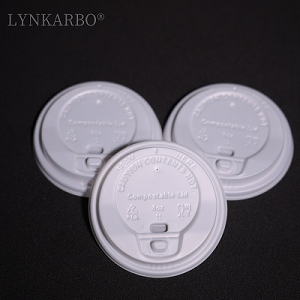 Couvercle de tasse de couleur naturelle rabattable jetable CPLA 80 mm
